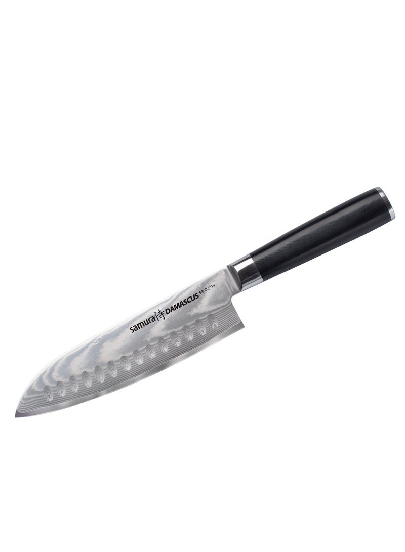 Samura Damascus Santoku Knife | 7 Inch Blade | Ergonomic G-10 handle with  Steel Bolster | Damascus Steel Blade | Durable | Better Control | Precision Cutting - Image 1